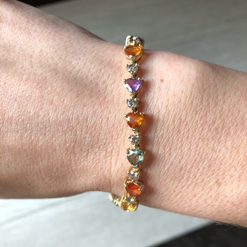 14kt YG Diamond and Gem Tennis Bracelet